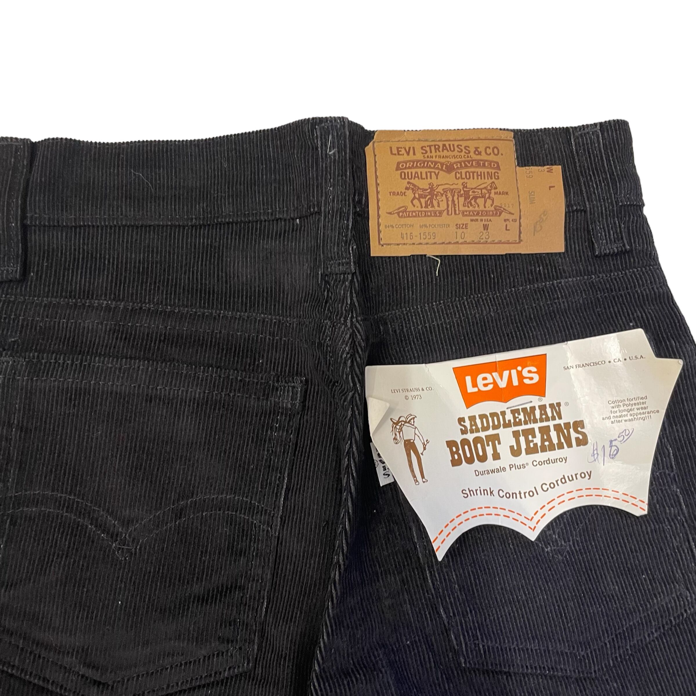 Dead stock 80's Levi's 416 boots cut corduroy pants Black made in