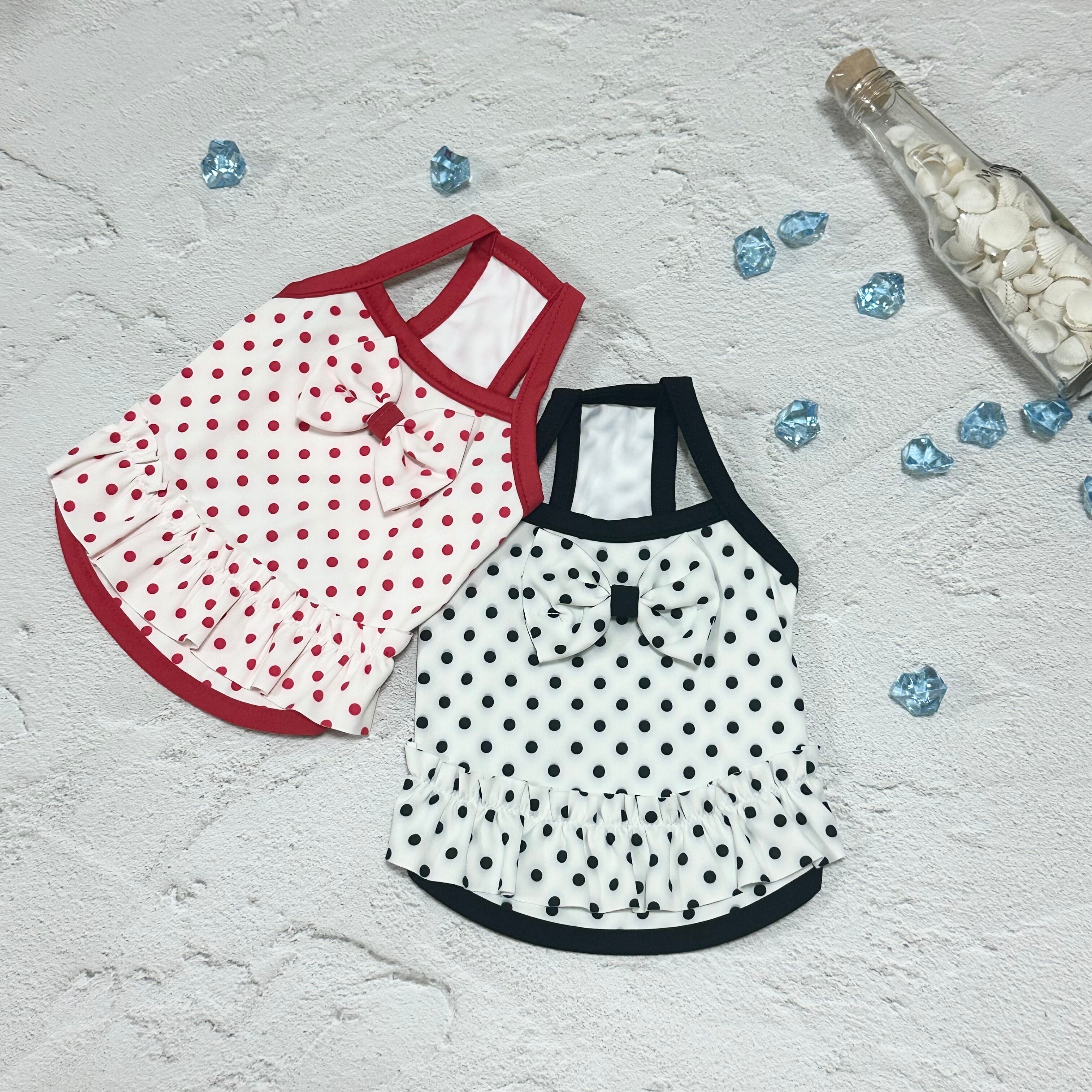 犬服 ハンドメイド わんこ服 アイボリー系エレガント2段フリルワンピ