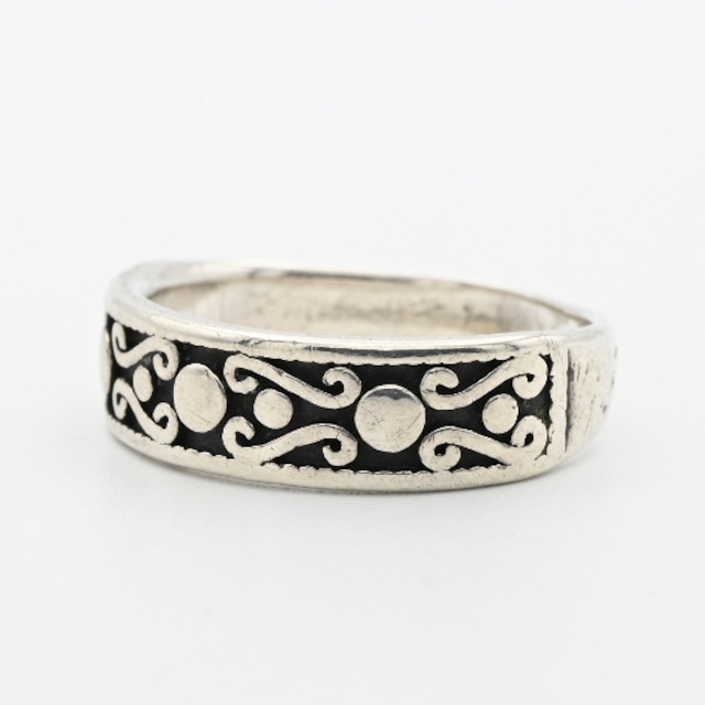 Tribal Design Square Plate Top Ring #15.0 / Thailand