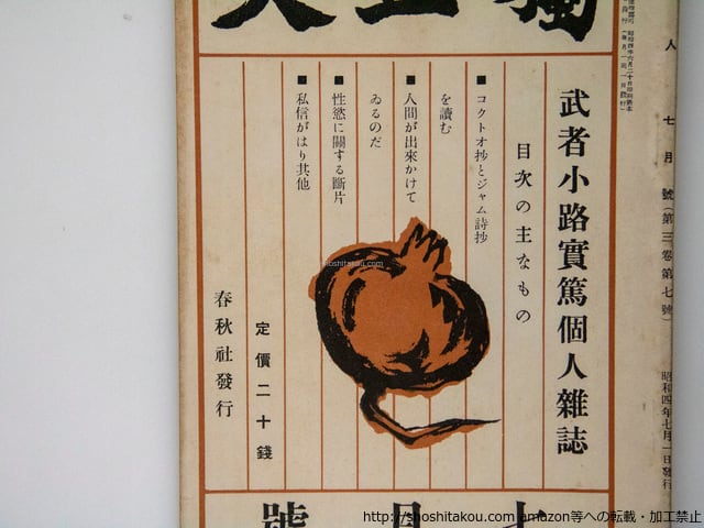 雑誌）独立人 武者小路実篤個人雑誌 第3巻7号-第4巻6号まで12冊揃