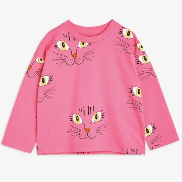 〈 MINI RODINI 23AW 〉CAT FACE LONG SLEEVE T-SHIRT