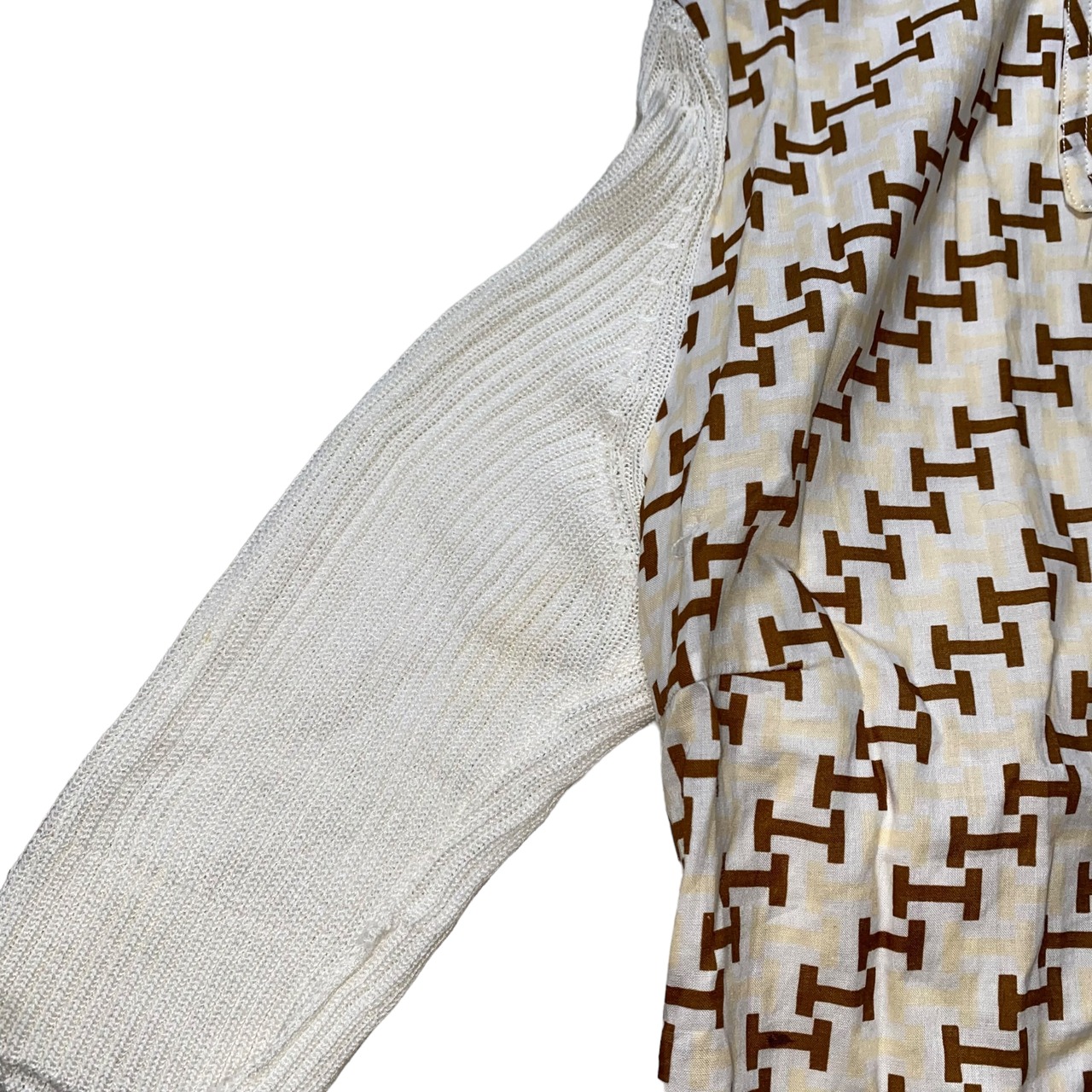 vintage HERMES knit switching pullover shirt