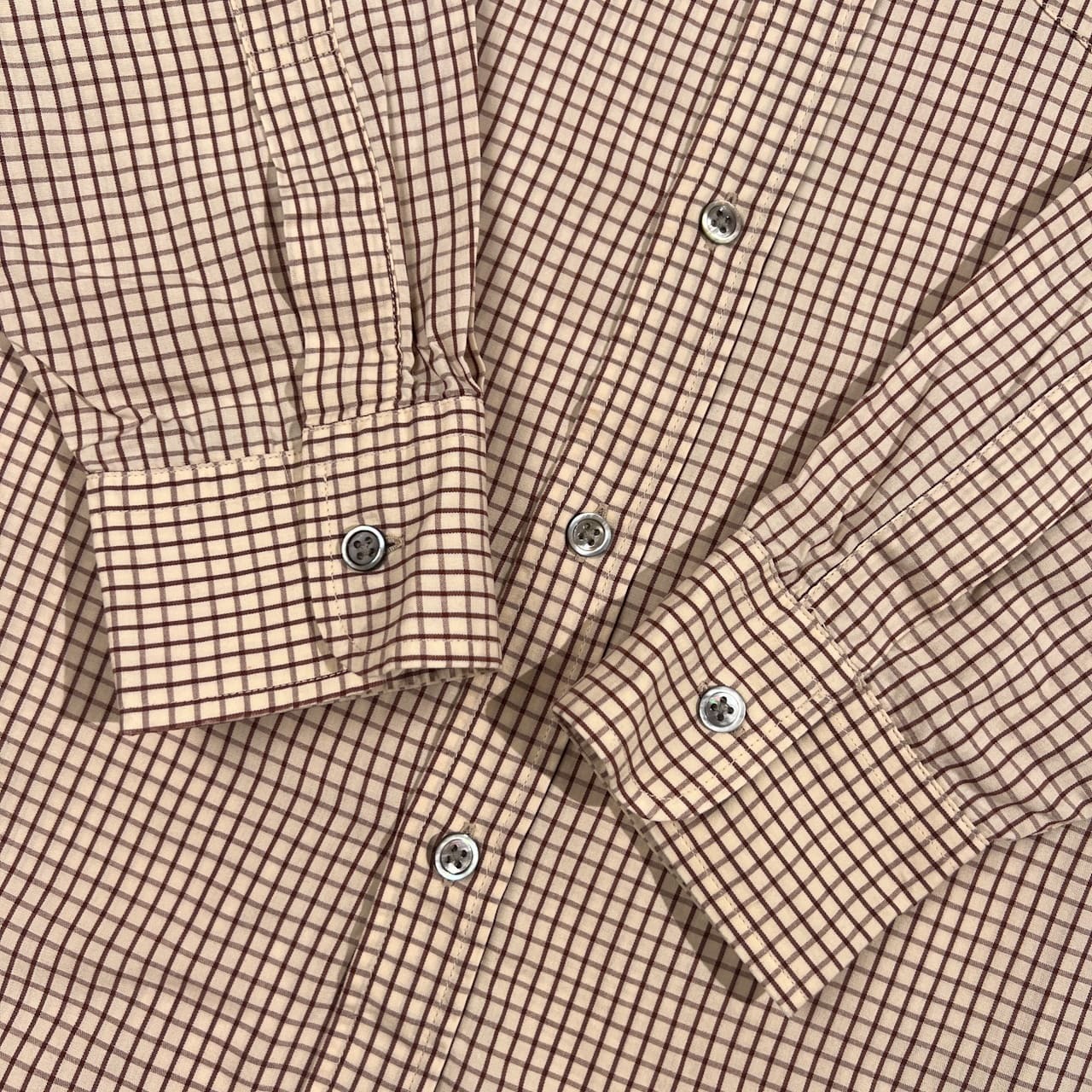 BEAMS ビームス チェック 長袖 シャツ サイズ L /ベージュ×ボルドー系 メンズ ビンテージ