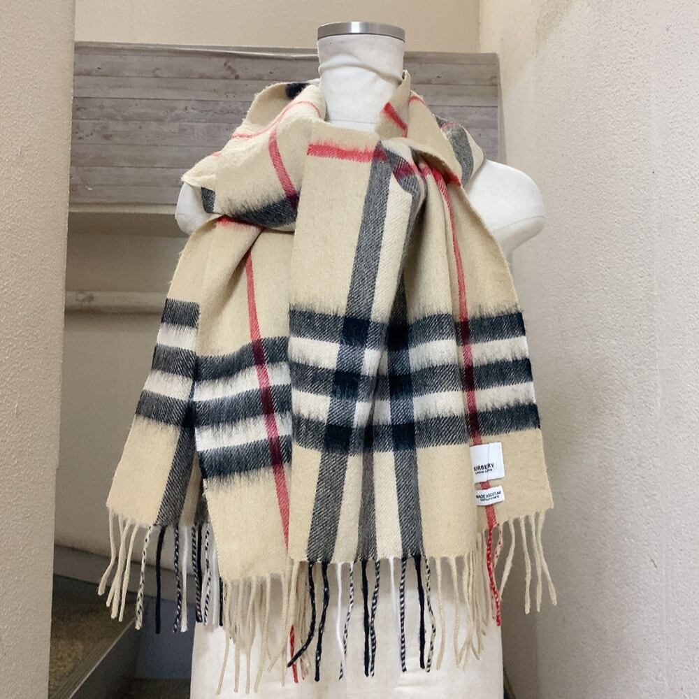Burberry’sカシミヤ100%ウール　ノバチェック定番マフラー男女兼用 バーバリーズ ノバチェック マフラー ベージュ ウール レディース