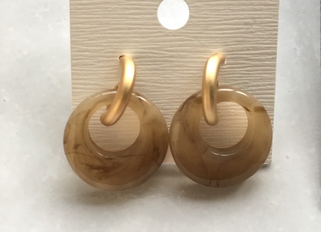 【即納・送料無料】マーブルアクリル サークルピアス