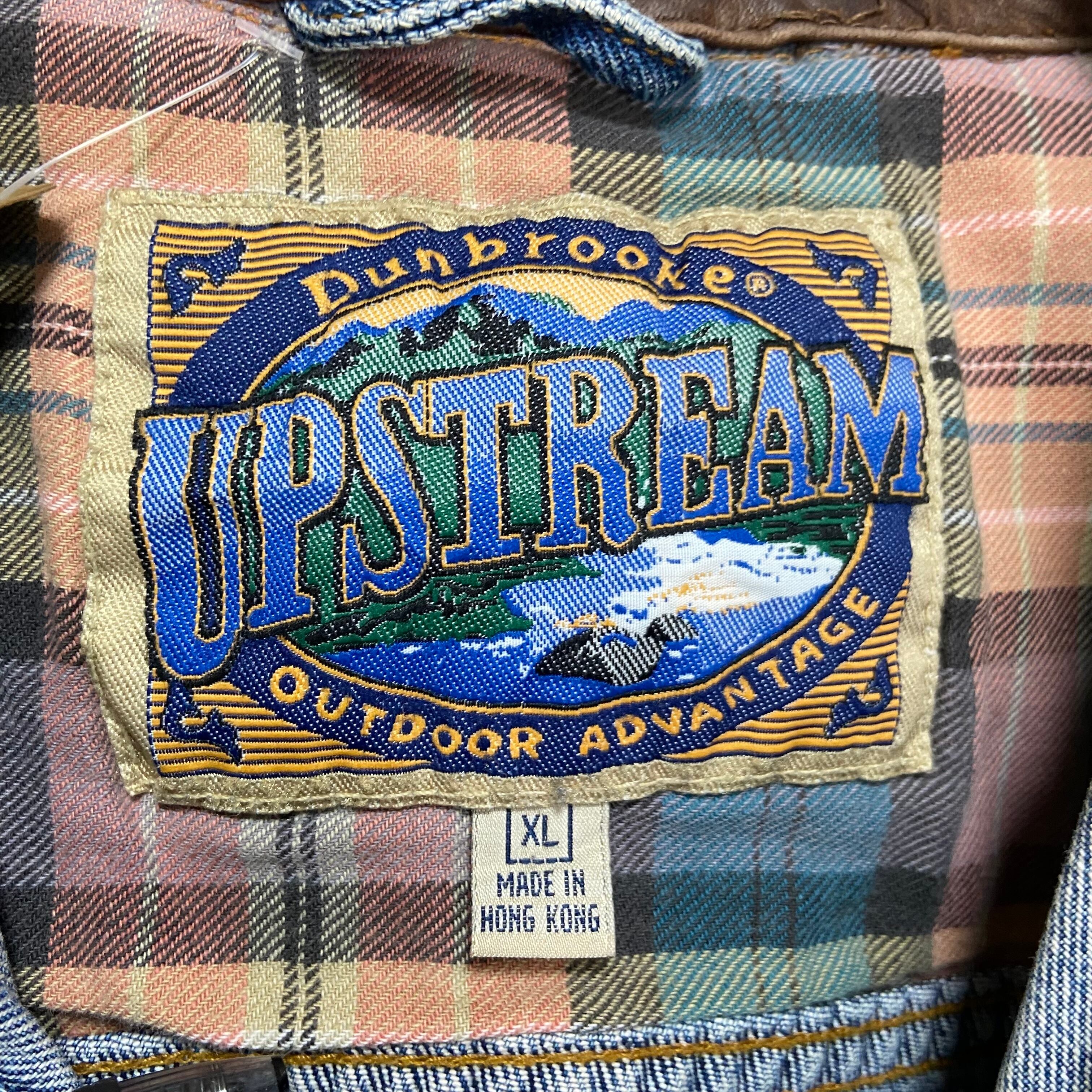 バック刺繍】UPSTREAM デニムジャケット XL 革パッチ | 古着屋OLDGREEN