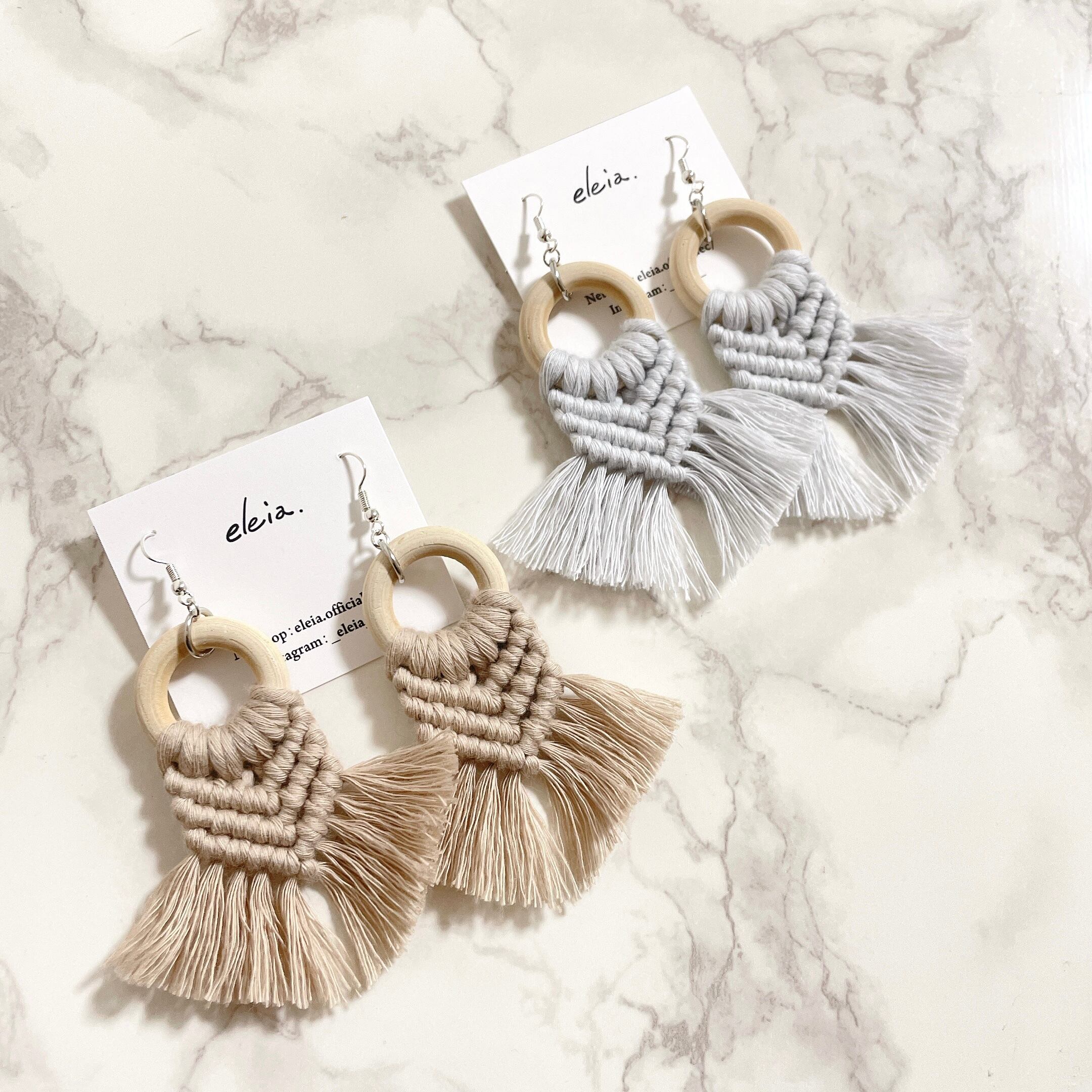 フォッシルパームウッド マクラメピアス dad85015b376f0acdb15383fffc820