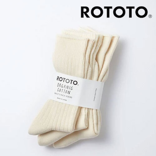 ROTOTO ロトト オーガニック デイリー 3パック クルーソックス ORGANIC DAILY 3 PACK CREW SOCKS R1123 メンズ レディース 靴下 3足セット 日本製