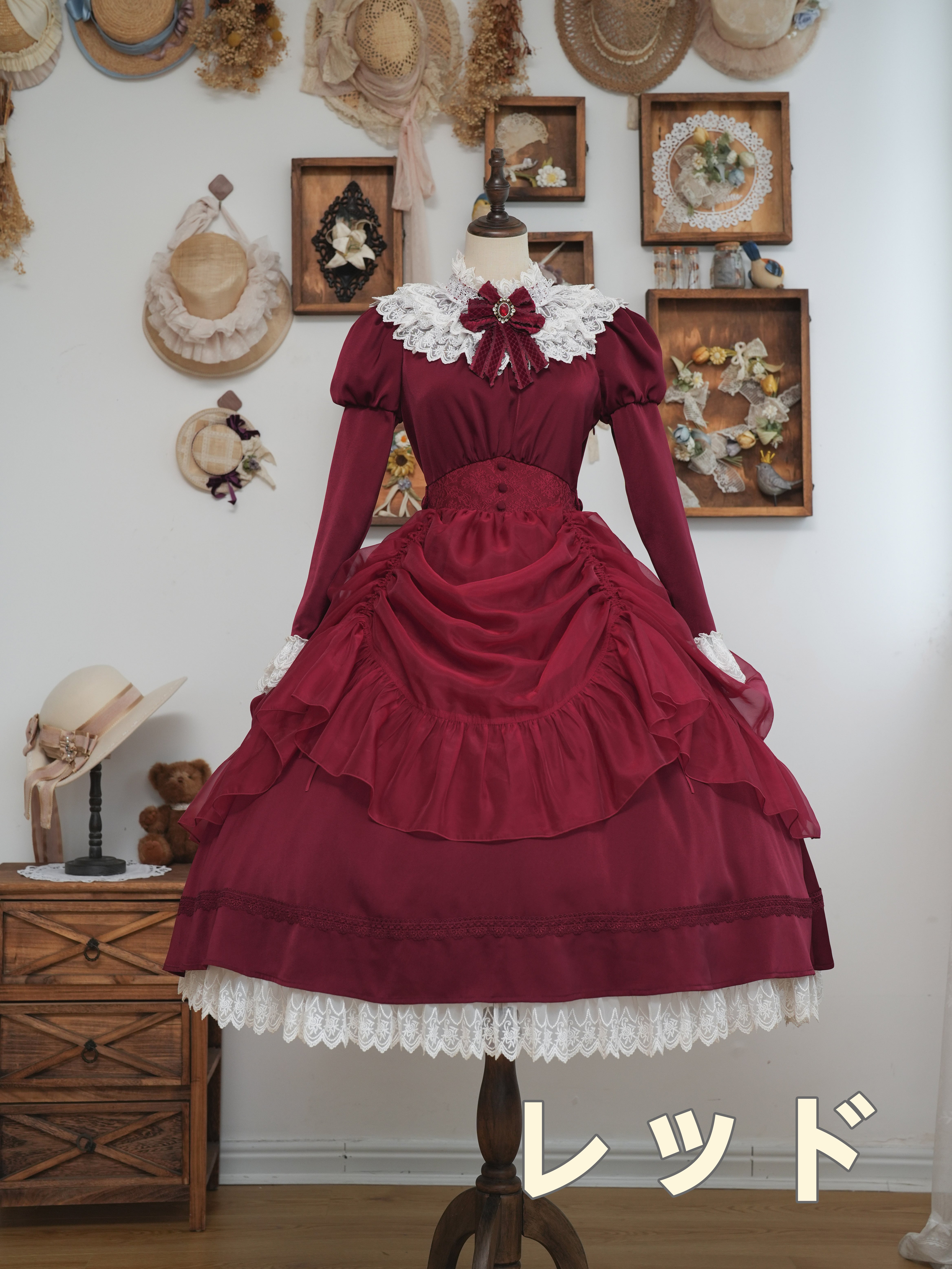 プリンセス・リュミエール ビジューブローチ付ドレープワンピース