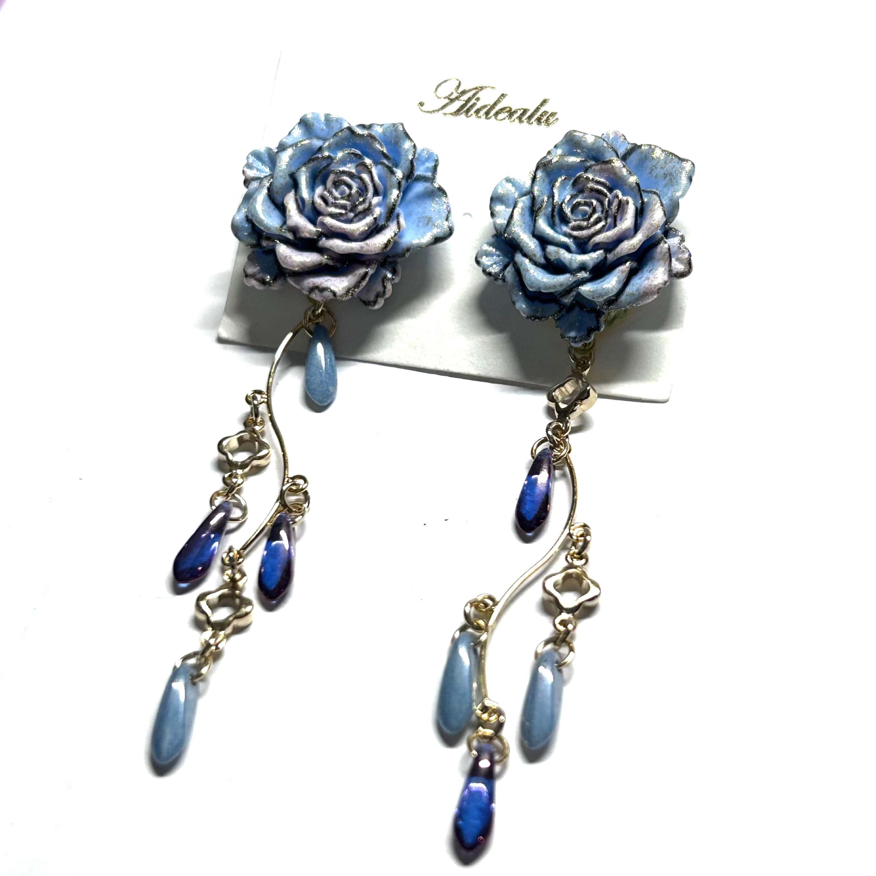 ブルーローズのピアス・イヤリング | Aidealu