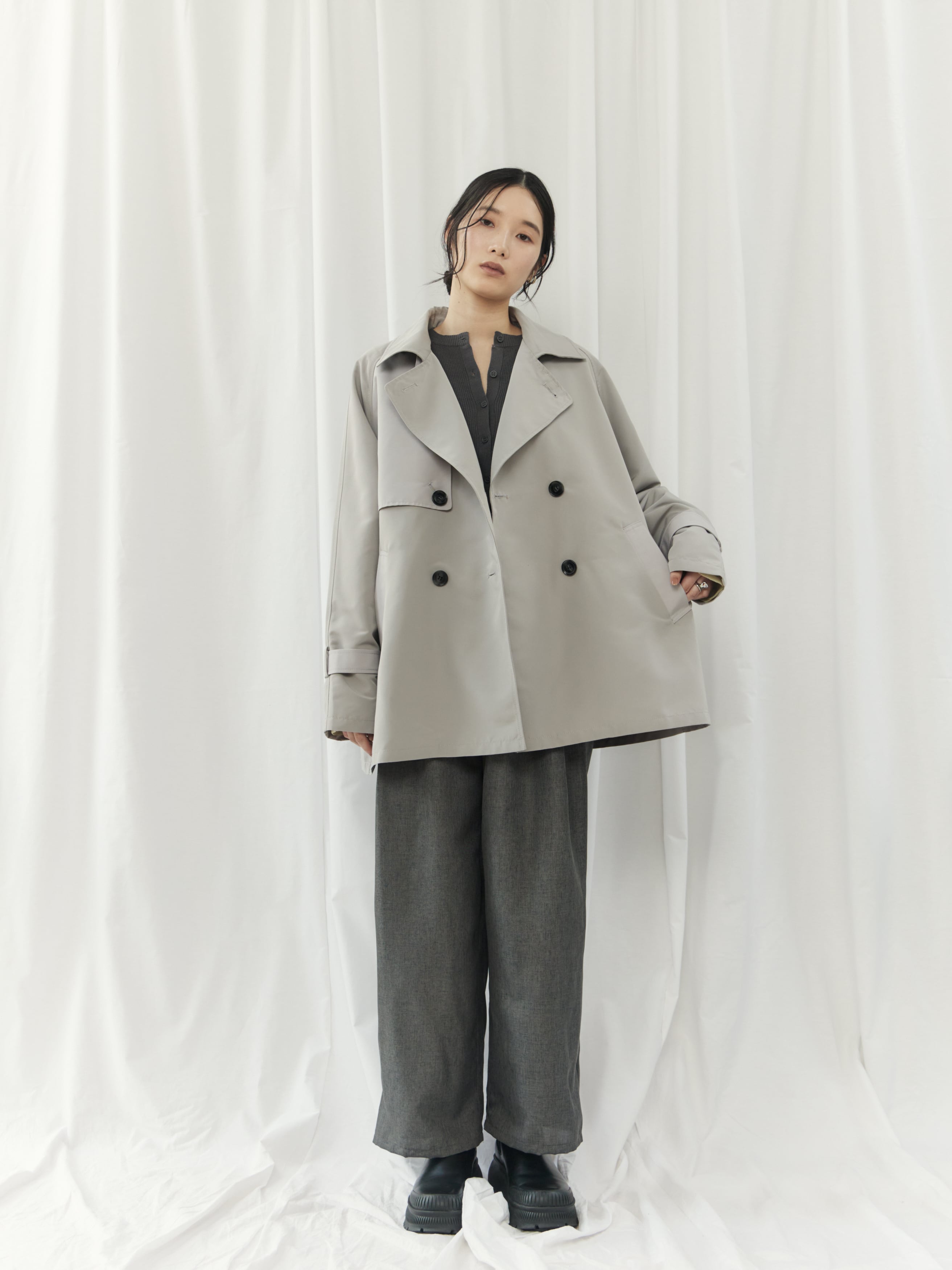 BICOLOR SHORT TRENCH COAT（ﾊﾞｲｶﾗｰｼｮｰﾄﾄﾚﾝﾁｺｰﾄ）【3676100】 | CIEL'AIR