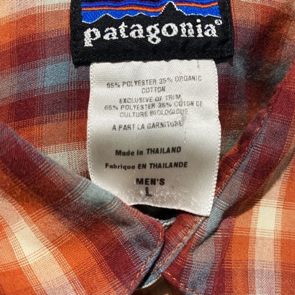patagonia パタゴニア 半袖シャツ オンブレ チェックシャツ オレンジ系