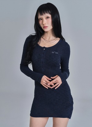 11/22発送 [as”on] LIBBED COMBI MINI DRESS / BLUE-GREEN 正規品 韓国ブランド 韓国通販 韓国代行 韓国ファッション as on ason エズオン アズオン