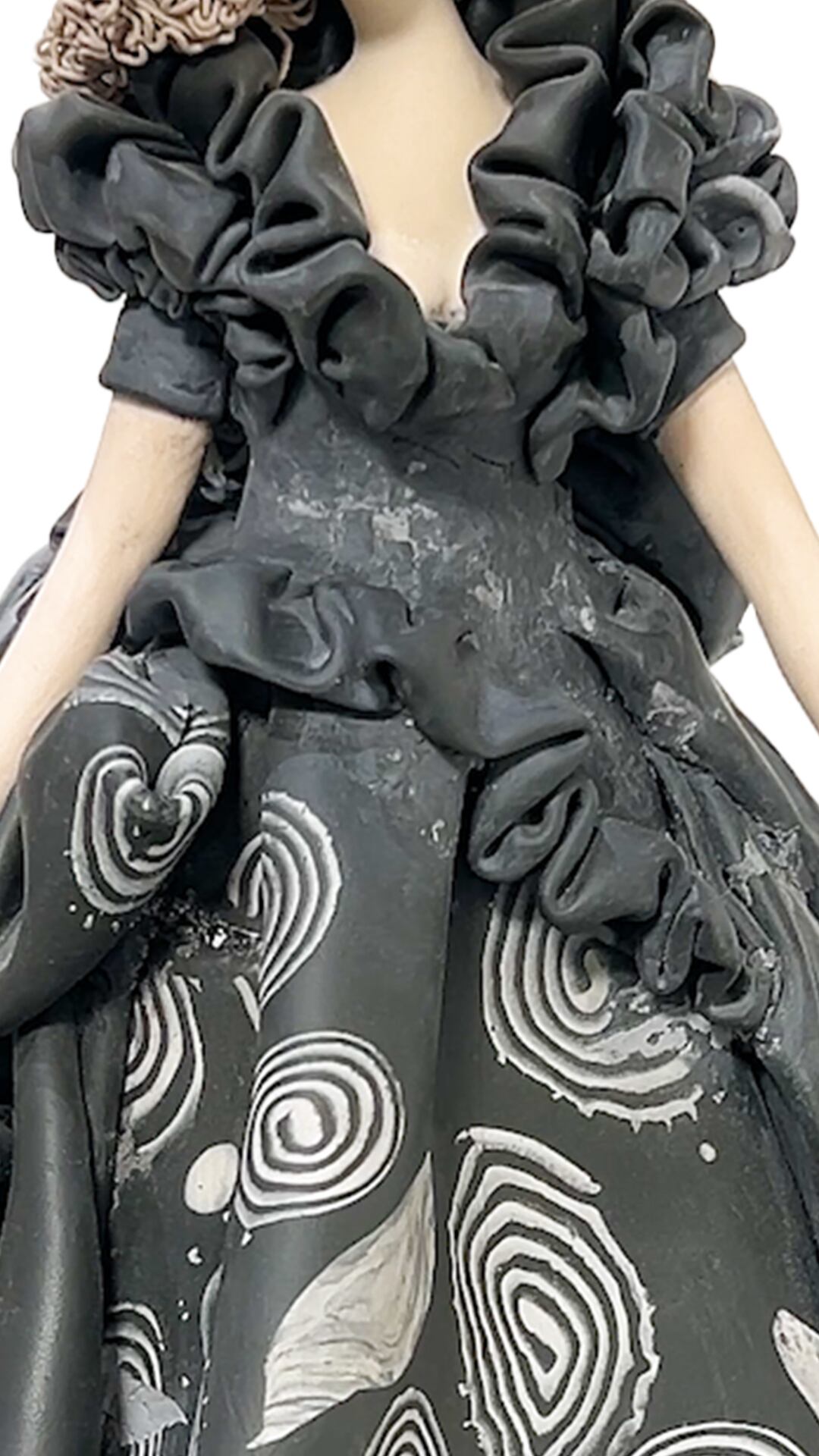 ロマンドール 黒いドレス 女性像 置物 インテリア 陶器 ロマンドール 女性像 陶器製 インテリア 置物 ロマンドール 黒い