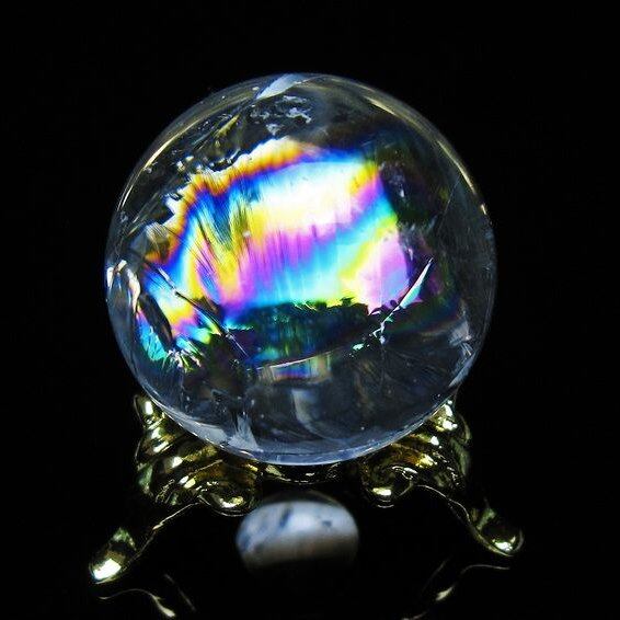 アイリスクォーツ 水晶 丸玉 虹入り 26mm スフィア 置物 水晶玉 一点物 141-7064