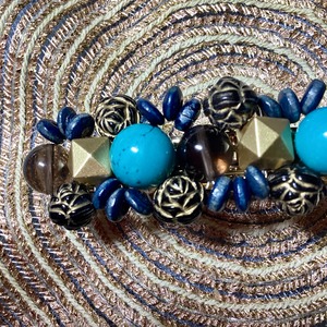 エスニック　天然石4Aターコイズ　バレッタ　