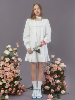 [MARGARIN FINGERS] ROSY SCARF ONE-PIECE (WHITE) 正規品  韓国 ブランド 韓国ファッション 韓国代行 マーガリンフィンガーズ 日本 店舗