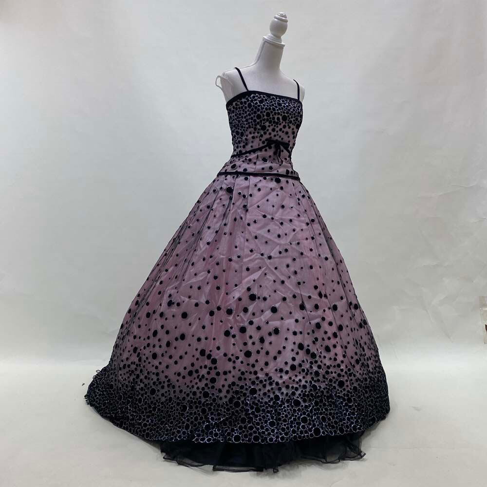 [327] ウエディングドレス １１号サイズ 中古 中古 カラードレス ピンク×ブラック ファスナー 11号TT 結婚式 フォト