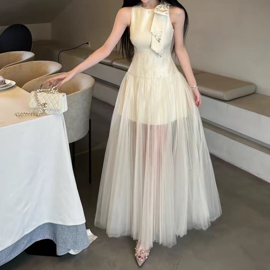 Ribbon-tied mesh dress 2607151