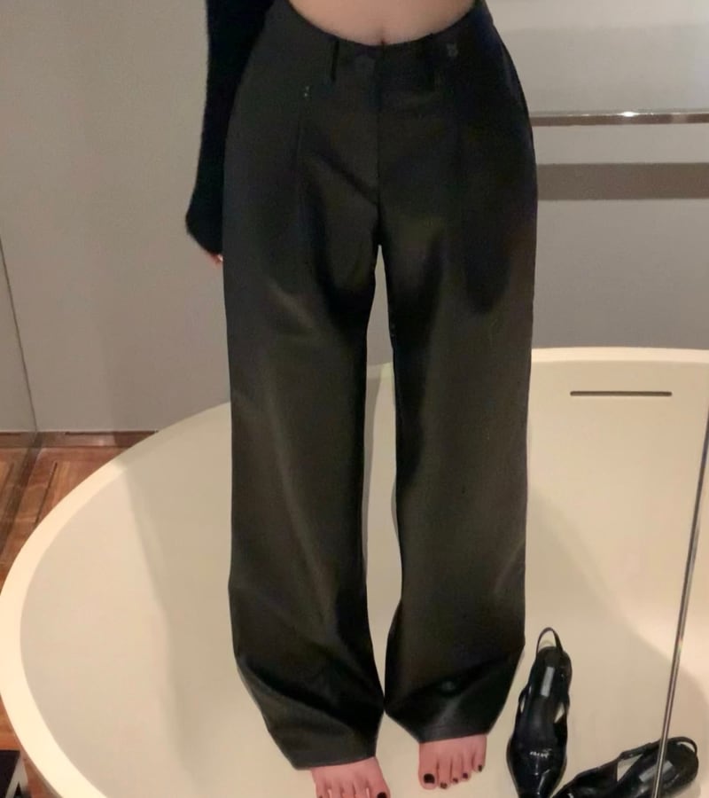 クール女子な雰囲気のセット♪ クロップド丈 シャギーニット レザー
