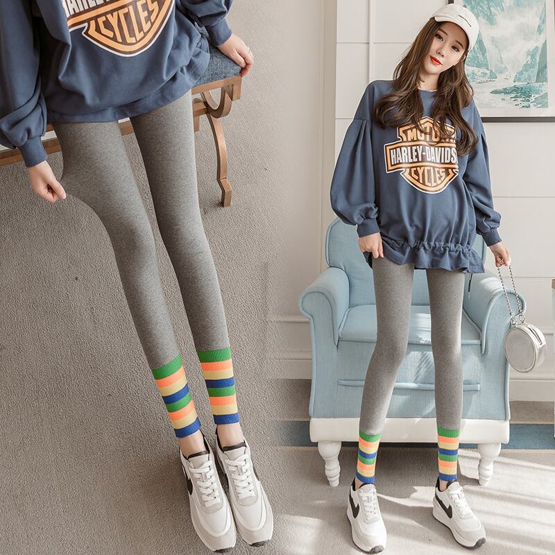 【新作】【送料無料】 マタニティウェア2020秋と冬の新しいレインボーストリップステッチマタニティレギンス、オールマッチアウターウェアマタニティベリーサポートパンツ-アリババ オータム 秋物 ウィンター 冬物 expec294739457612