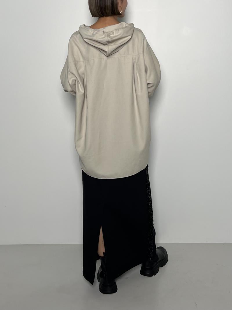 【CHIGNON】フェイクスエードフーディシャツ[1644-009KK]