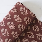 ブロックプリント生地【50cm単位】インド綿 花柄 ブラウン #40310-BR1【再入荷】