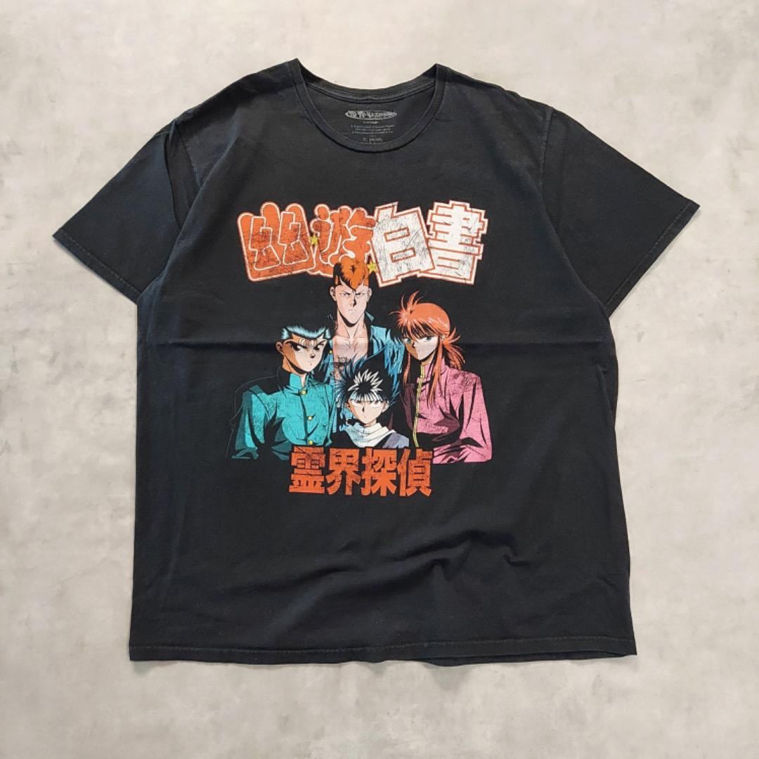 幽遊白書 プリント Tシャツ アニメT マンガ 古着 XL 黒 14260