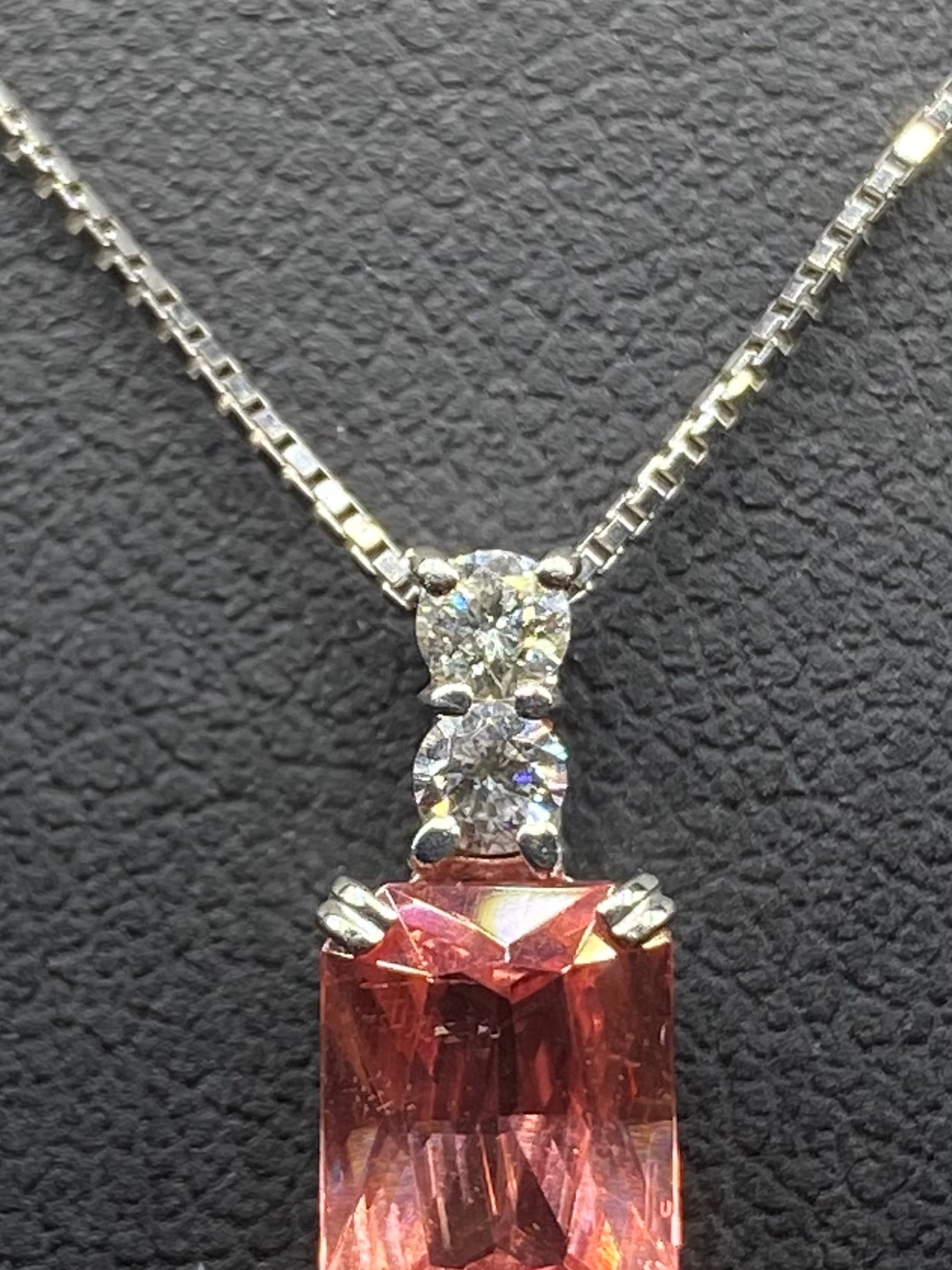 ロードクロサイト 1.58ct / ダイヤモンド 0.14ct Pt900/850 ネックレス