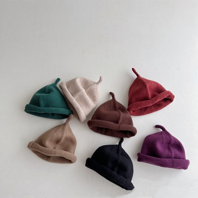 ,ベビー幼児女の子男の子どんぐりニット帽　秋冬帽子　防寒グッズ　お出かけ　lwb0187