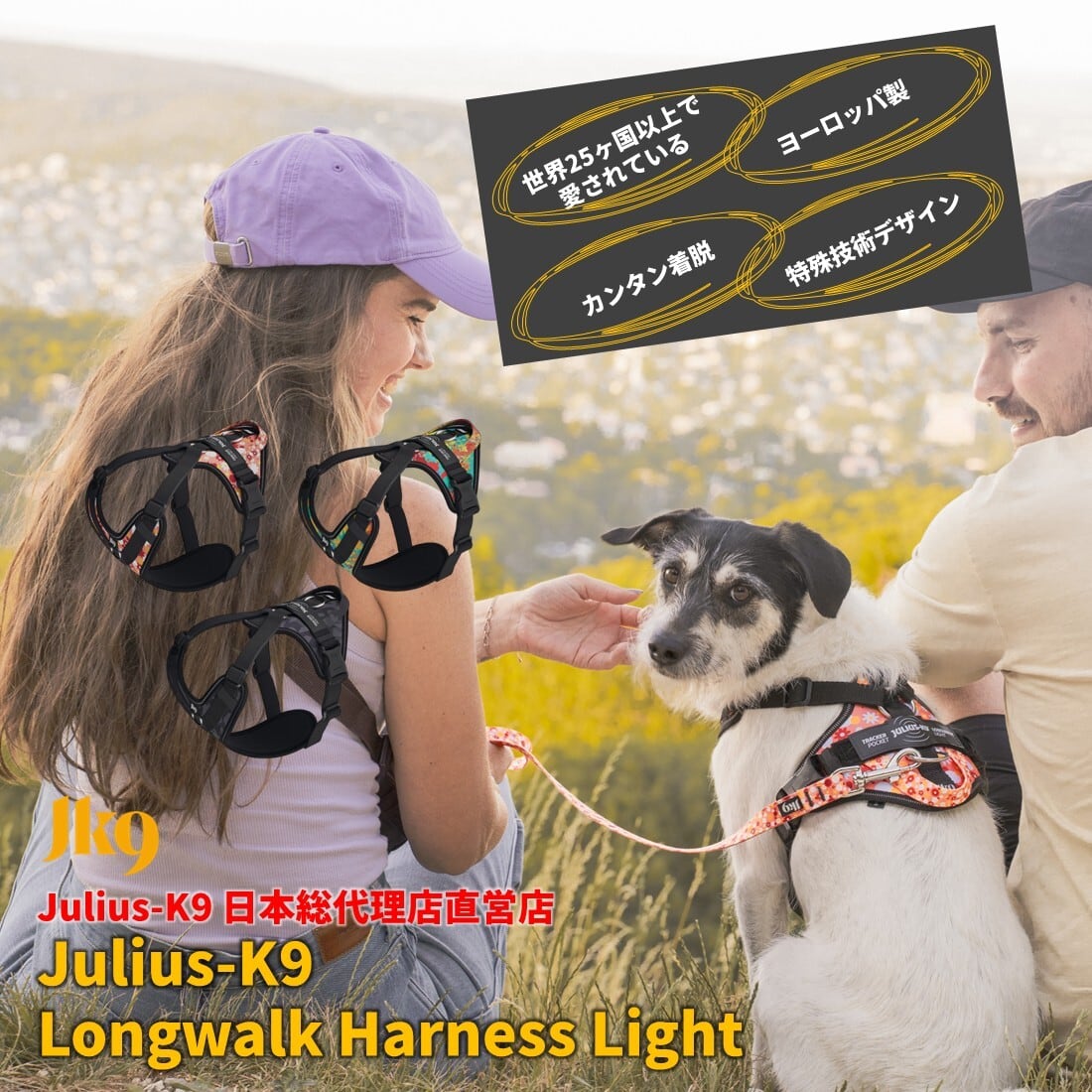 【日本総代理店直営店】【Julius-K9】ユリウスケーナイン・JK9 ロングウォークハーネス・ライト 中・大型犬サイズ