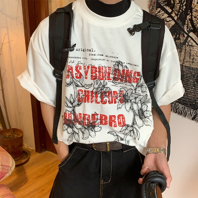 C2ベーシックフラワープリント半袖Tシャツ