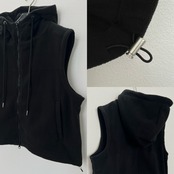 Wzipフリースフーディーvest/ブラック