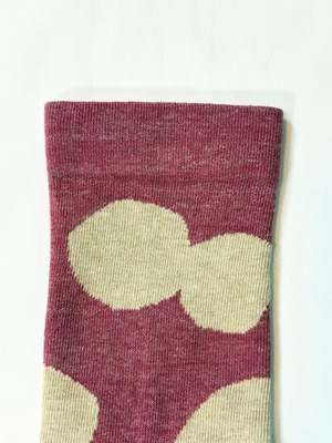 yahae・Organic Cotton Rubber Free Natural Dot Socks・Red 4-4035-22