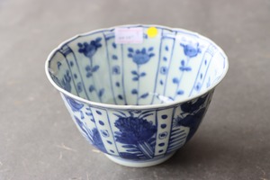フチソゲ ×２ 染付 芙蓉手 花鳥文 向付 F アウトレット [Price Down‼️]