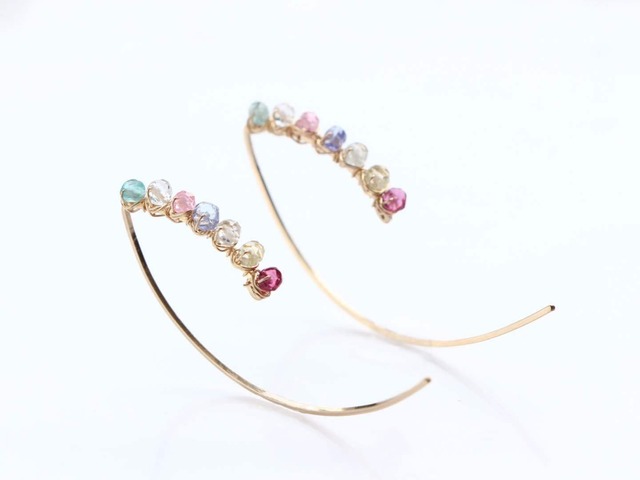 14kgf- multicolored garden marquise pierced earrings