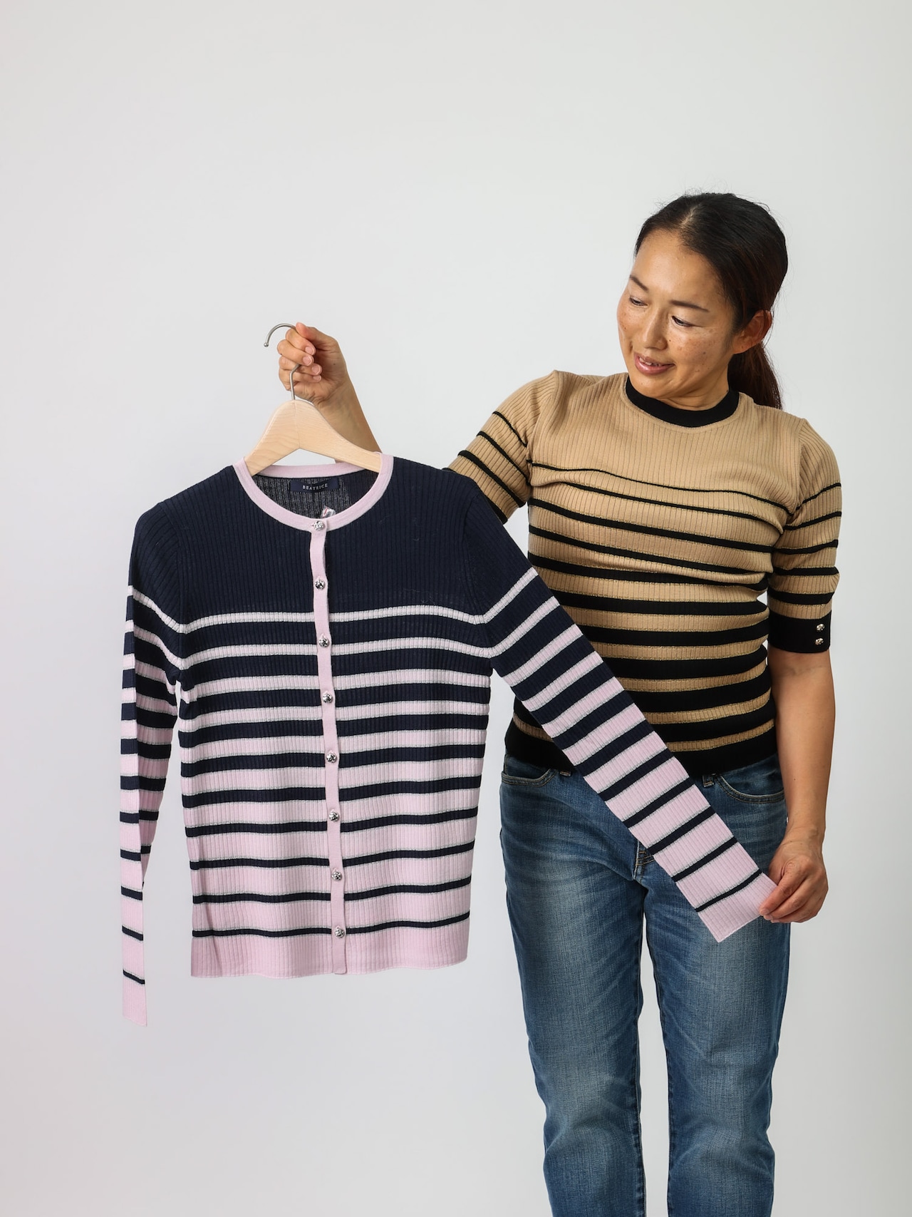 BEATRICE(ラメボーダーリブカーディガン)