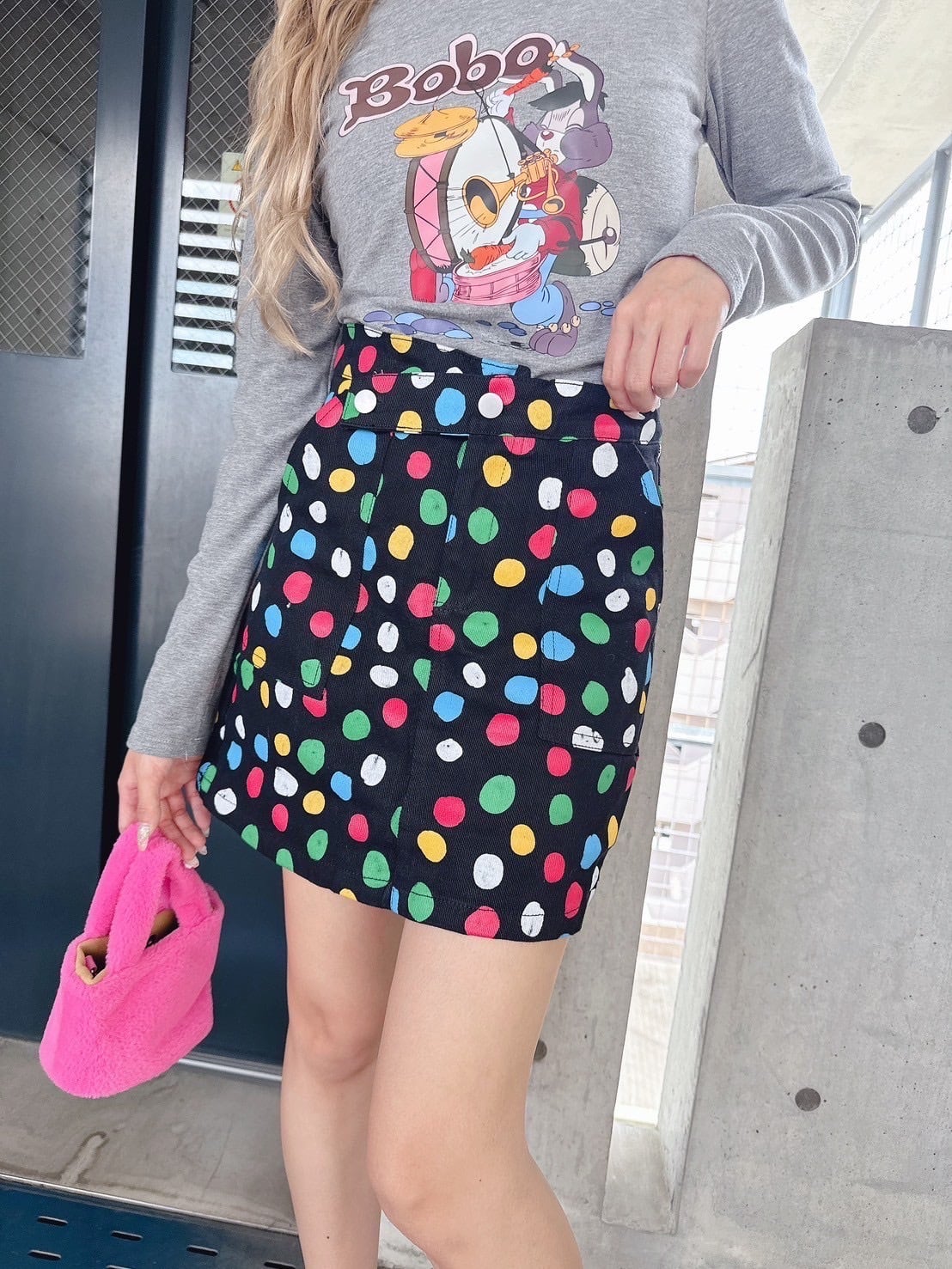 カラフルドットスカート/インナーパンツ付き/韓国/レディースファッション/可愛い/おしゃれ/ラフ/カジュアル/春/夏/秋/冬