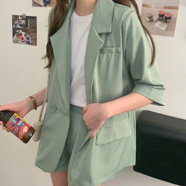 【季節にピッタリ!】薄手 スーツ ジャケット ショートパンツ 2点セット ファットミリ セット コート