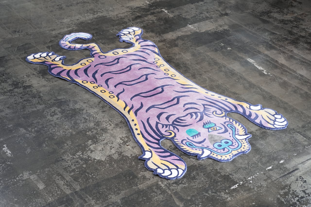 チベタンタイガーラグ　slowtiger Tibetan Tiger Rug 《Lサイズ•シルク•オリジナル1•パープル205