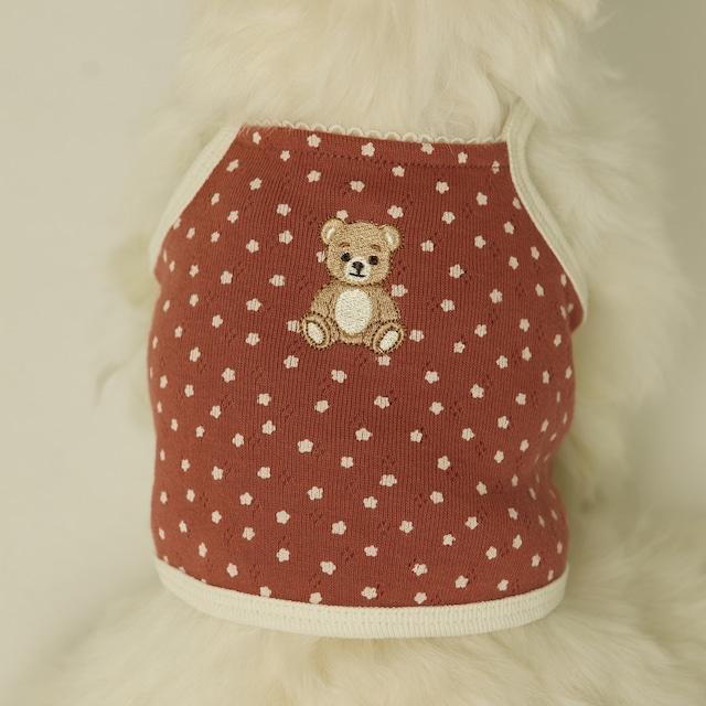 【予約】[thesallyslaw] Vintage bear top (Moody wine)