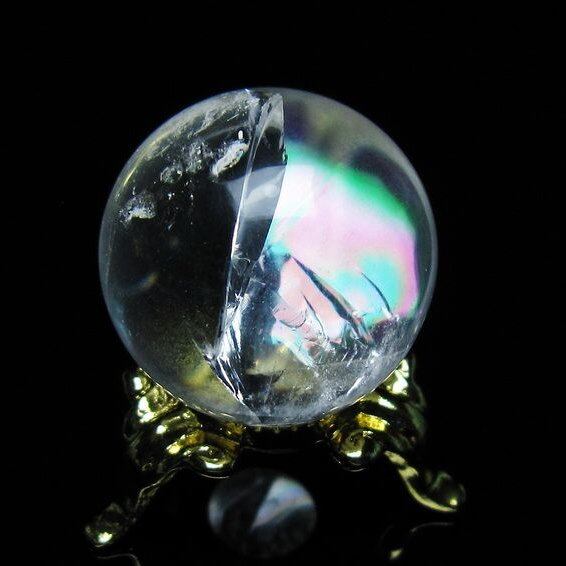 アイリスクォーツ 水晶 丸玉 虹入り 25mm スフィア 置物 水晶玉 一点物 141-7010