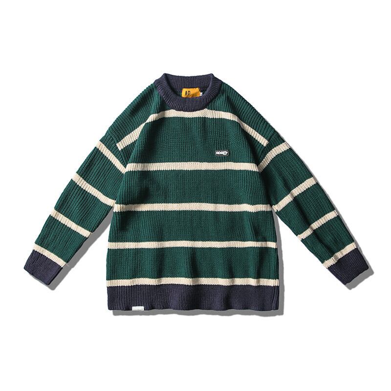 Yidao Vintage 19 Wintereseラウンドネックニットセーターメンズ長袖学生ストライプカラーコンビネーショントップ-Alibaba ロング ウィンター 冬物 Oネック ビンテージ hip6-161142815301689