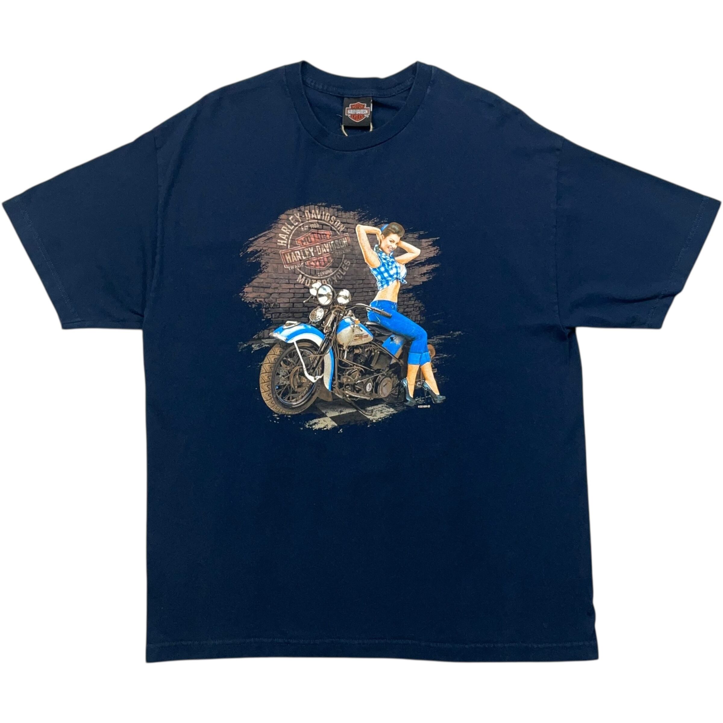 《XL》 Harley-Davidson ハーレーダビッドソン Tシャツ 横浜 両面プリント ネイビー no.7674