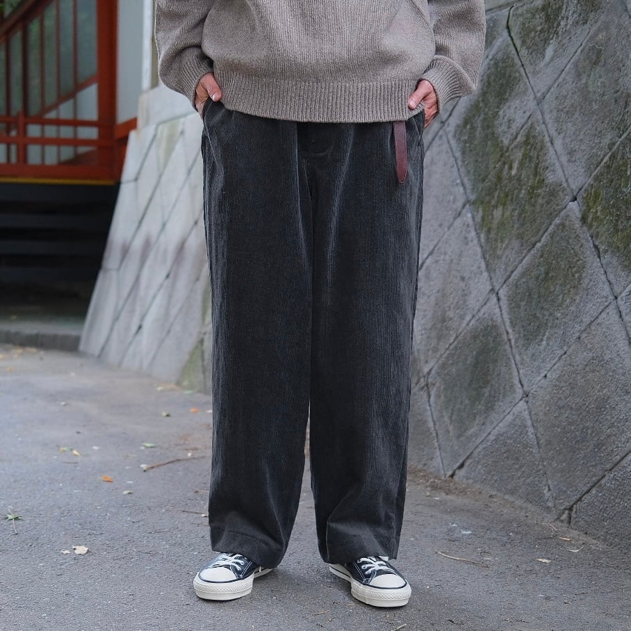 EVAN KINORI(エヴァン キノリ) /Elastic Pants Carbon Dyed Corduroy-Charcoal-