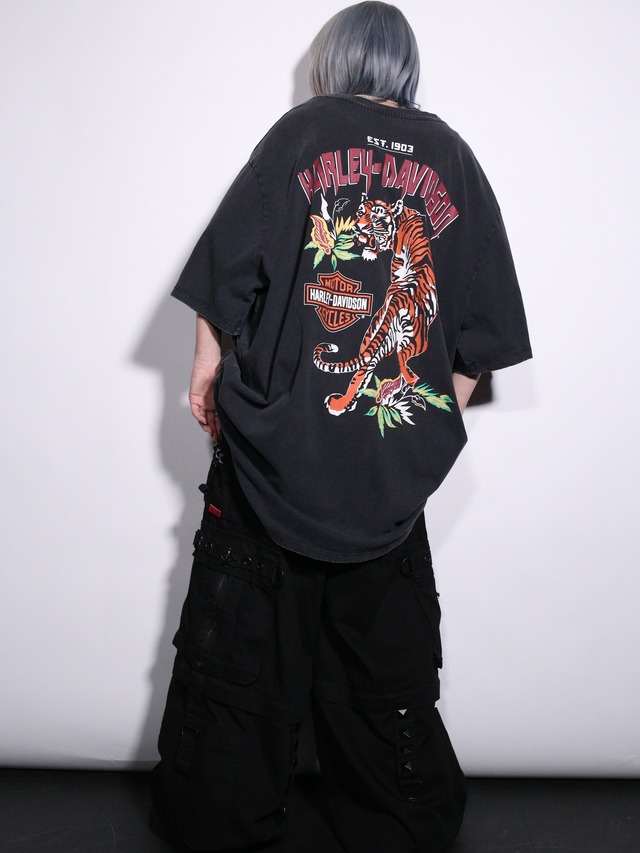 "HARLEY-DAVIDSON 虎 back printed over silhouette tee