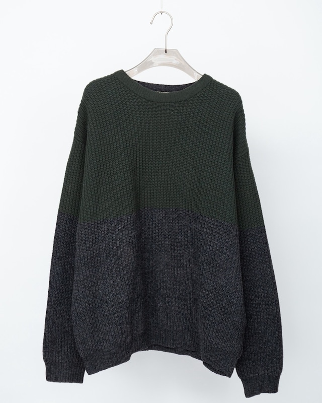 bi-color wool rib knit sweater