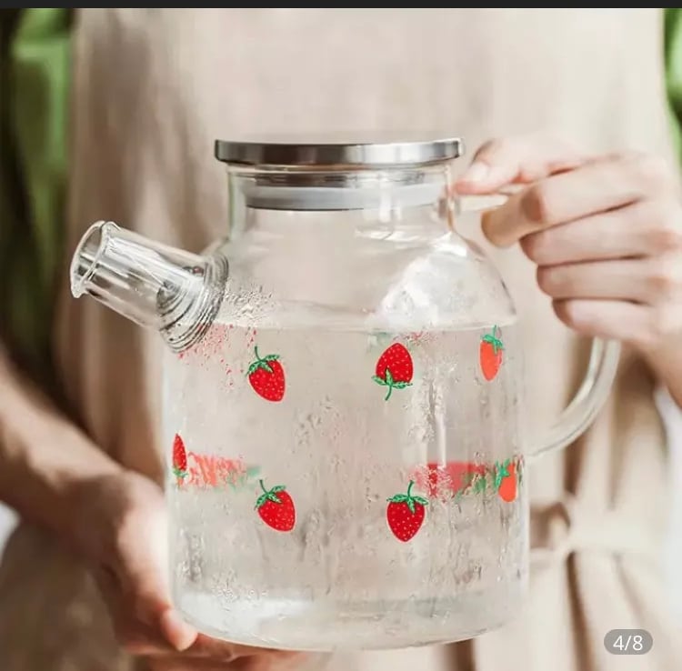 耐熱ガラス ティーポット イチゴ柄 1800ml | ママトコ屋