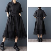 ジップアップ ティアードシフォン ワンピース  30290