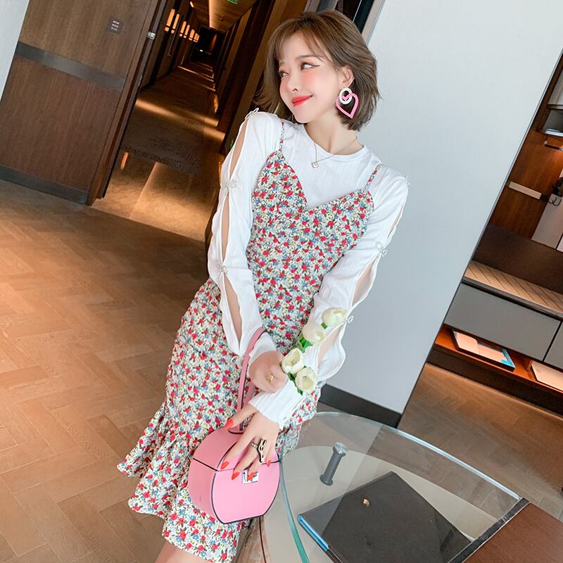 ラウンドネックカラートップス スプリング リボン 春物 Oネック ピュア MIUCO36226961977